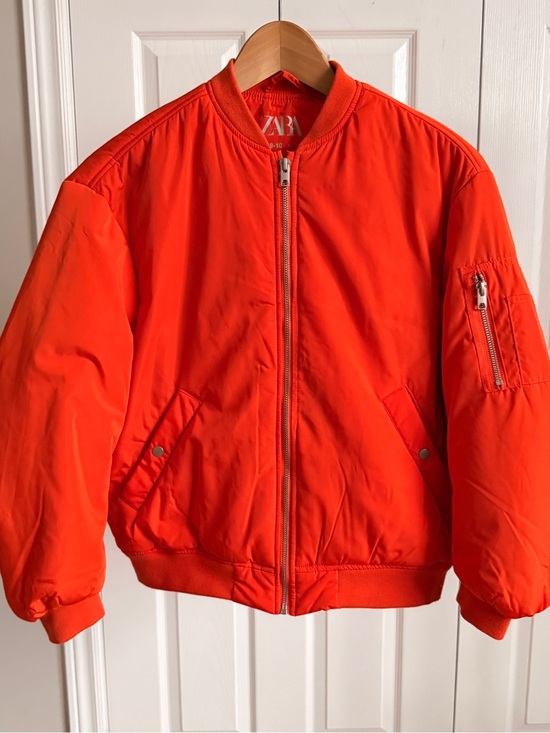 Zara Other - Zara Kids Bright Orange Puffer Bomber Jacket